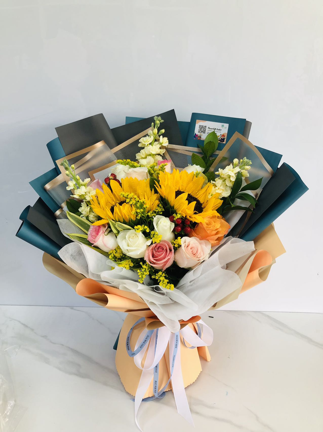 Mix Sunflower in Double Wrapping | Flower Gift Center