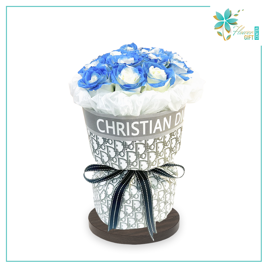 Blue Christian Dior Box | Flower Gift Center