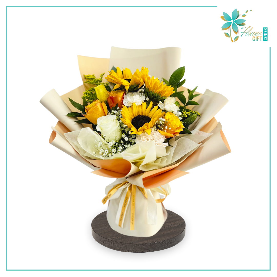 Sunflower with Mix Roses Bouquet | Flower Gift Center